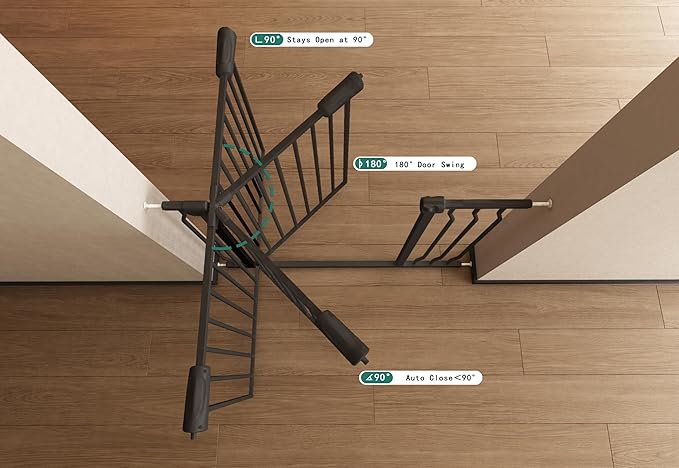 Baby Gate for Stairs 29.13"-33.86" Wide Dog Gates for Doorways Pressure Mounted Pet Gate Walk Through Metal Child Indoor Safety Gates No Drilling (Black, 29.13"-33.86"/74-86CM)