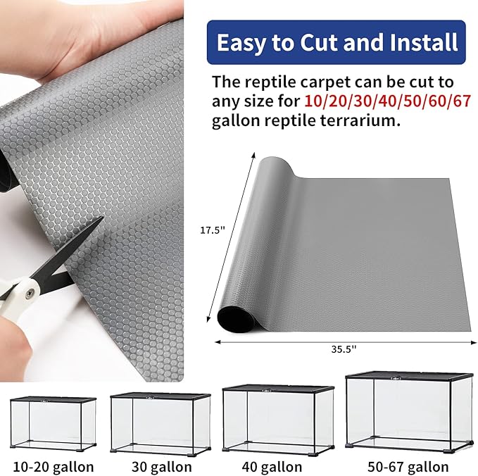 Bearded Dragon Mat 1Pack 18x36, Reptile Tank Accessories, Terrarium Liner Bedding, Non-Adhesive Reptile Substrate Mat for Bearded Dragon, Leopard Gecko, Lizard, Tortoise, Iguana Tank