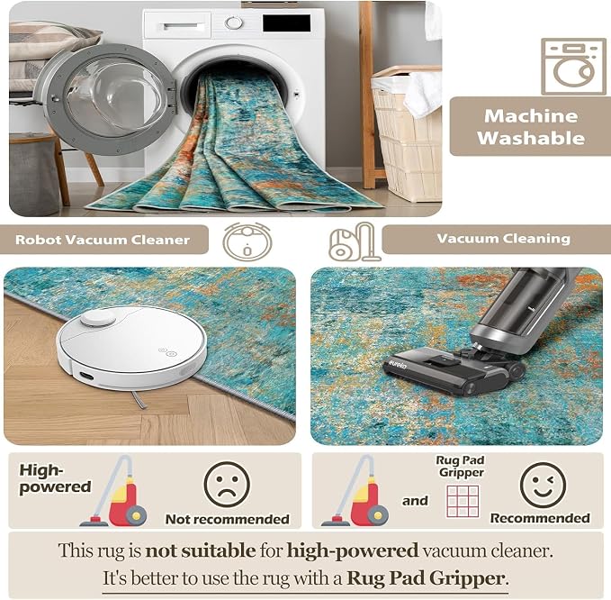 RELEANY Washable Area Rugs 8ft Non-Slip Modern Abstract Soft