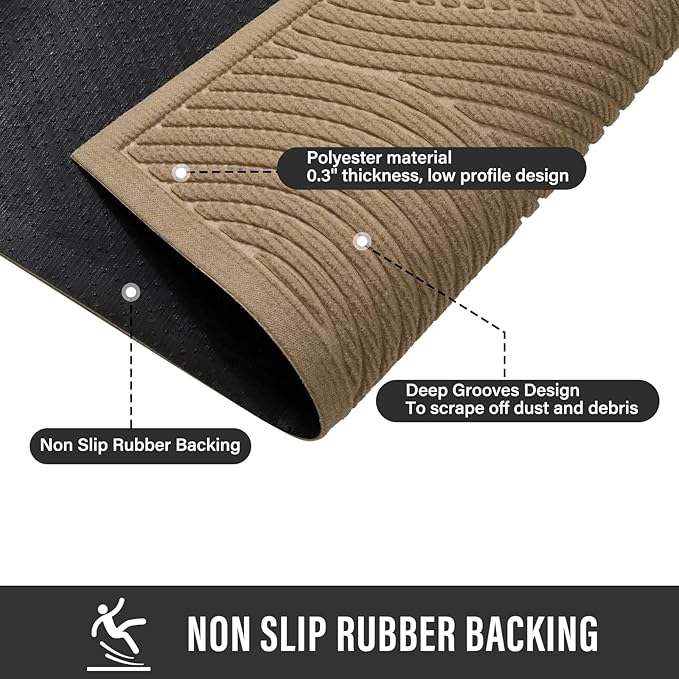 HIYARD Sturdy Front Door Mat, Absorbent Muddy Dirt Resist Welcome Door Mats