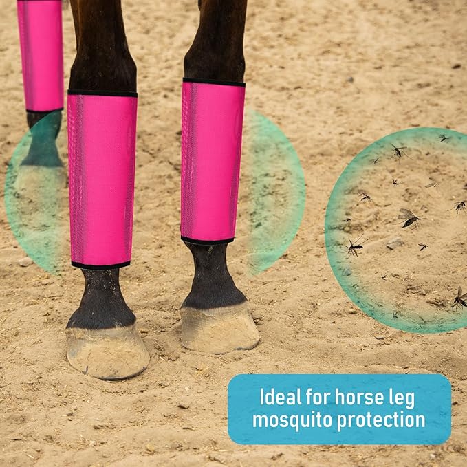 Sweetude Set of 16 Mesh Fly Boots for Horse Breathable Mesh Horse Boots Protective Leg Wraps for Preventing Flies and Mosquitoes Bites(Orange, Pink, Blue and Dutch Green,)