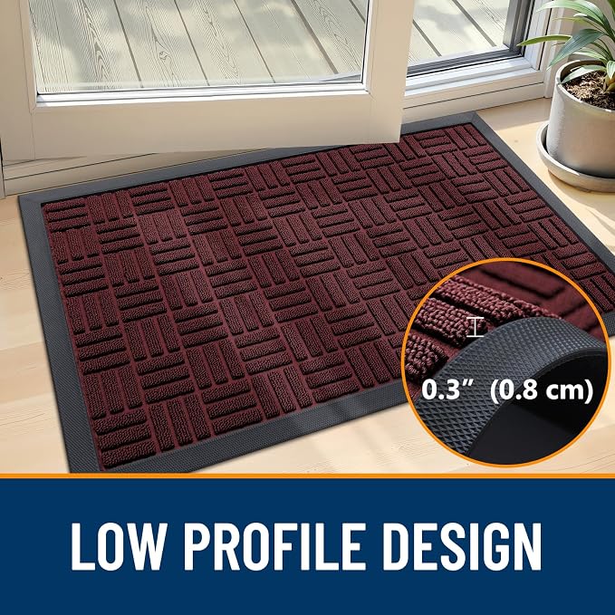 OLANLY Front Door Mat Outside Entrance 59x34, Heavy Duty Sturdy Natural Rubber