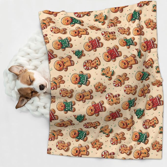 Waterproof Dog Blanket Soft Pet Blanket for Puppy Cat, Fleece Cat Throw Blankets for Furniture Bed Couch Sofa Reversible - Christmas Gingerbread 5