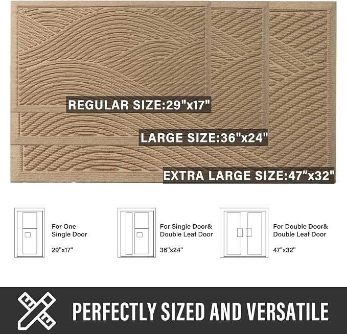 HIYARD Sturdy Front Door Mat, Absorbent Muddy Dirt Resist Welcome Door Mats