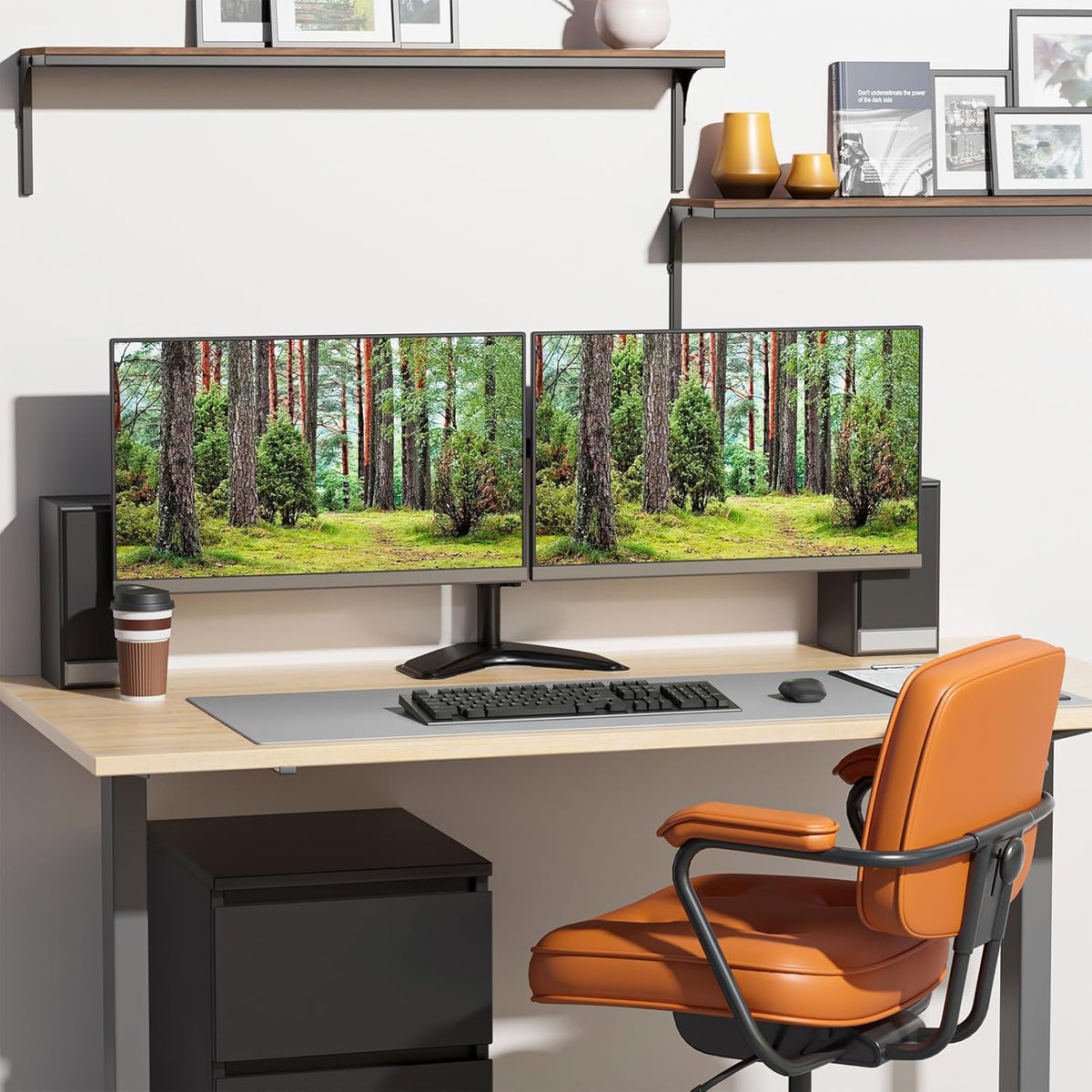 WALI Freestanding Dual Monitor Stand for 13-27 inch Screens, 22 lbs per Arm