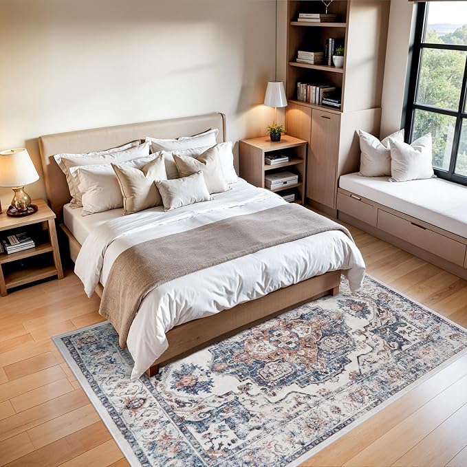 5x7 Living Room Area Rugs: Washable Non-Slip Stain Resistant Rug