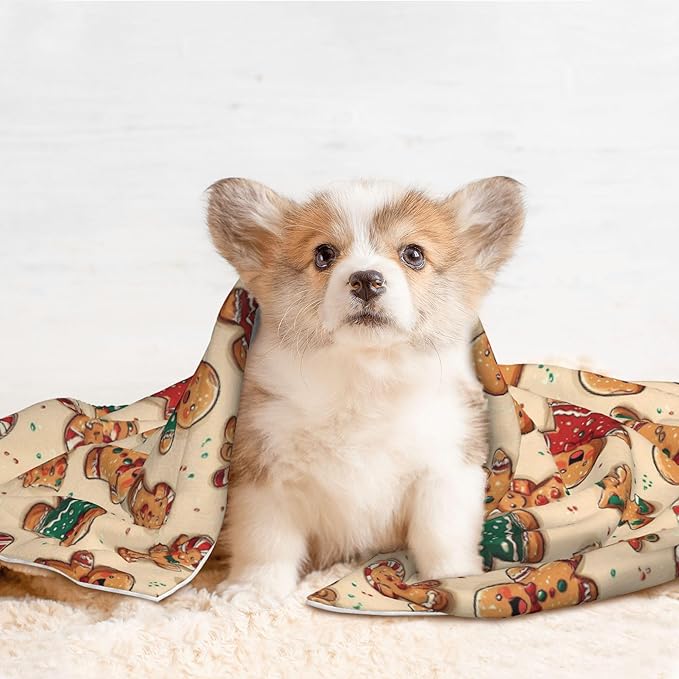 Waterproof Dog Blanket Soft Pet Blanket for Puppy Cat, Fleece Cat Throw Blankets for Furniture Bed Couch Sofa Reversible - Christmas Gingerbread 5