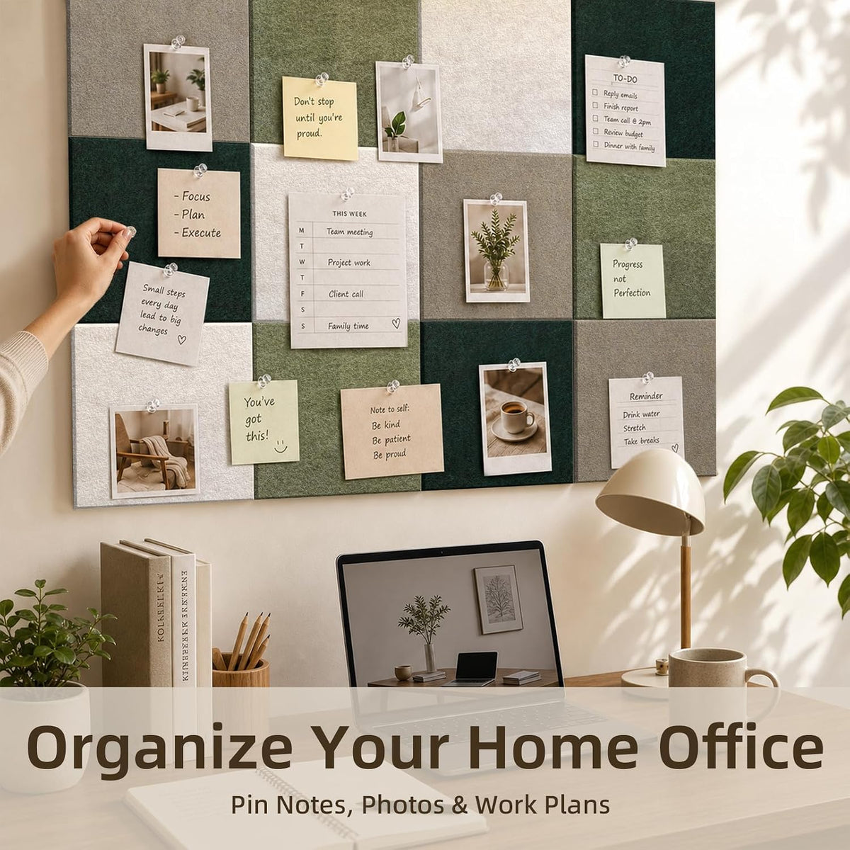 Vieshful Felt Bulletin Board Tiles 48"x36" Pin Board Wall