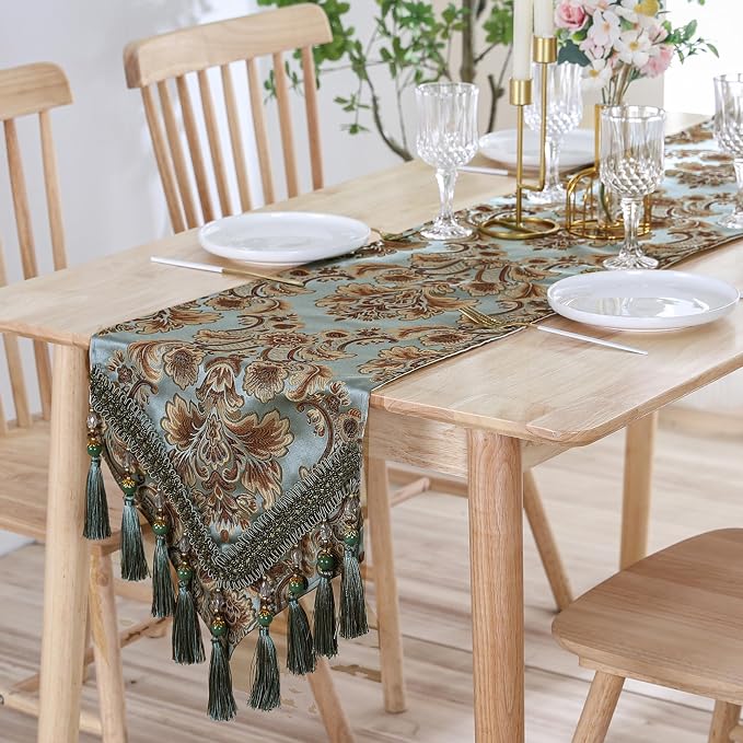 Luxury Vintage Table Runner Embroidery Jacquard Fabric