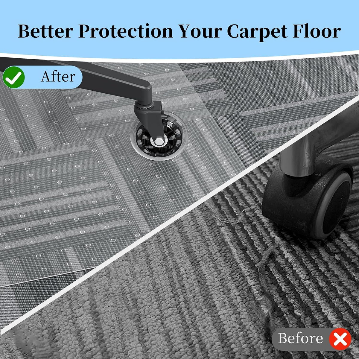 Tonaus Office Chair Mat for Carpet 60"x48" for Low Pile Carpets, Rectangle
