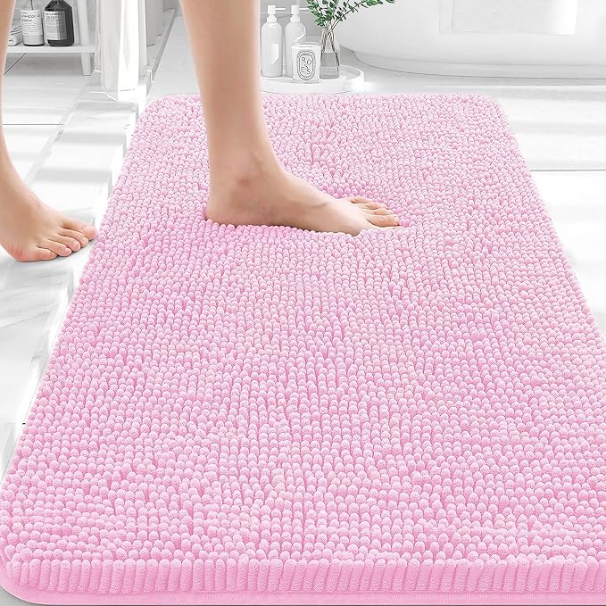 OLANLY Bathroom Rugs 35x24, Extra Soft Absorbent Chenille Bath Rugs, Rubber