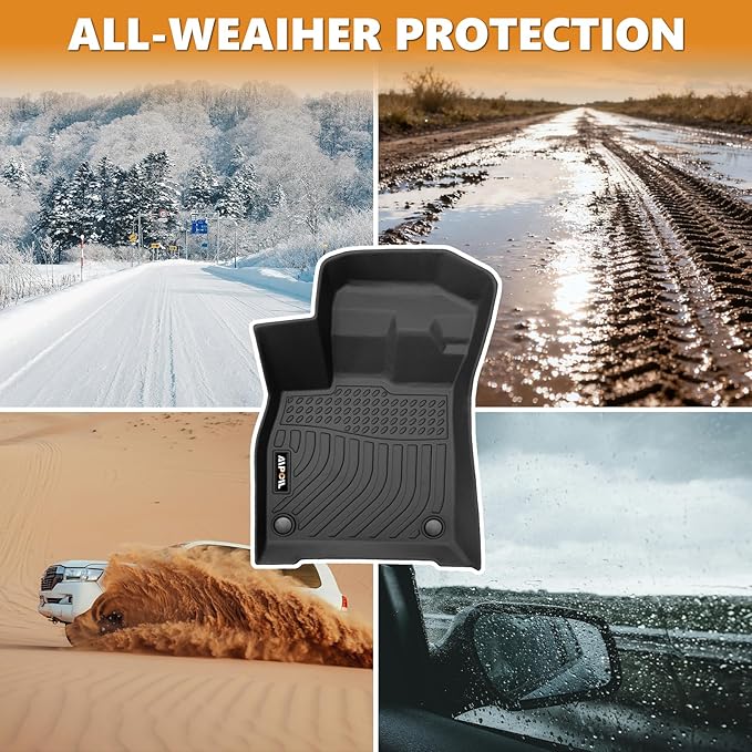 AIPOIL® Floor Mats for 2022-2025 2026 Nissan Frontier Crewcab All Weather Protection TPE Anti-Slip Automotive Full Set Custom Car Mats Accessories - Black