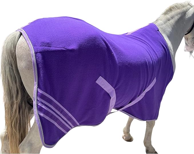 Majestic Ally Anti Pill Fleece Horse Blanket/Sheet with Silver Braided Rope (Purple, 82)