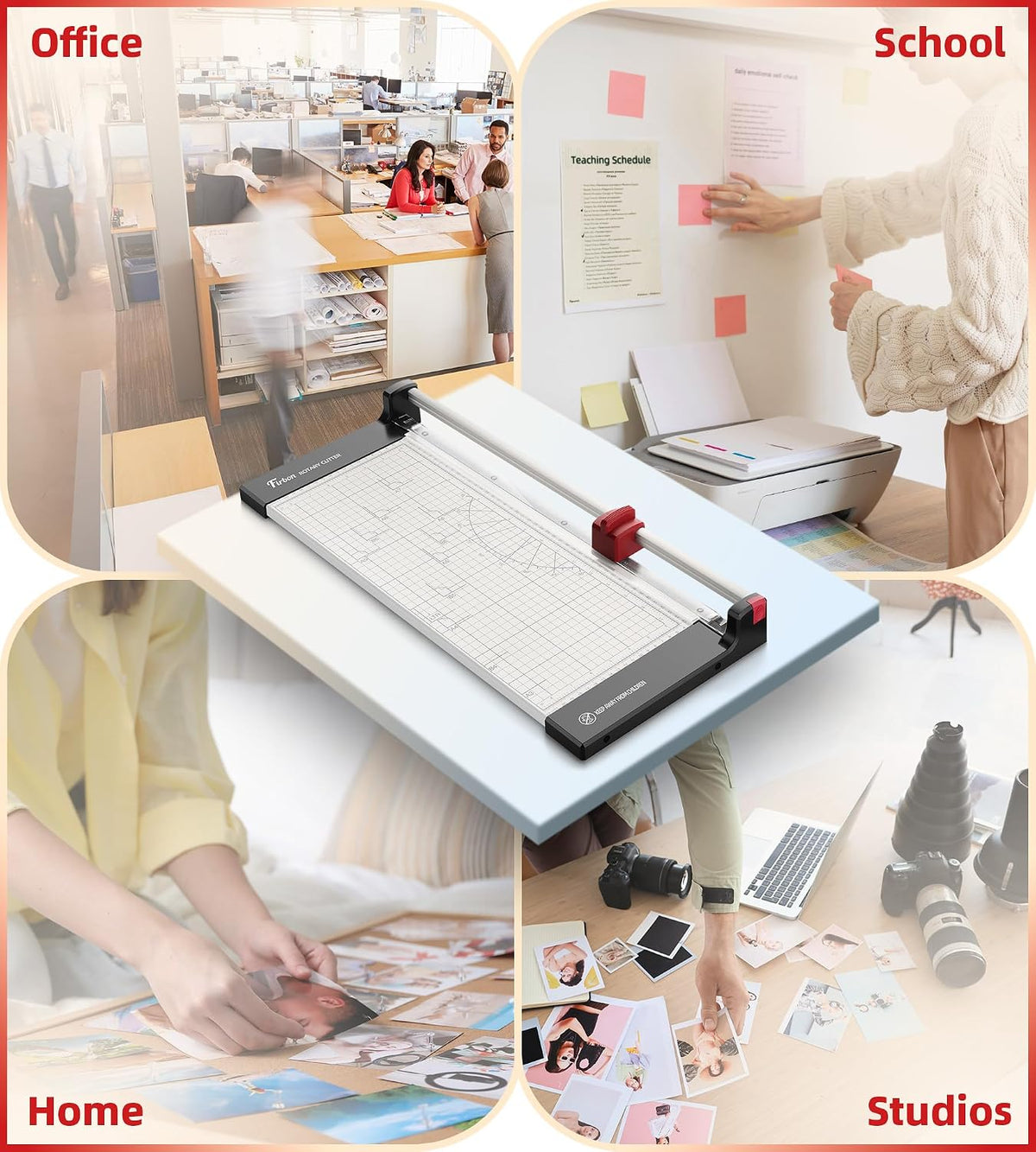 Firbon 15 Inch Rotary Paper Trimmer with Replaceable Blade