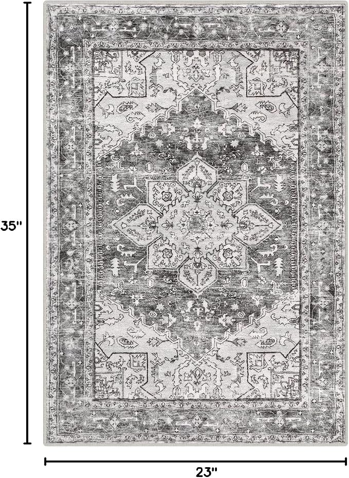 Yamaziot Washable Area Rug, 2x3 Small Entryway Rug Non-Slip Boho Vintage Rug
