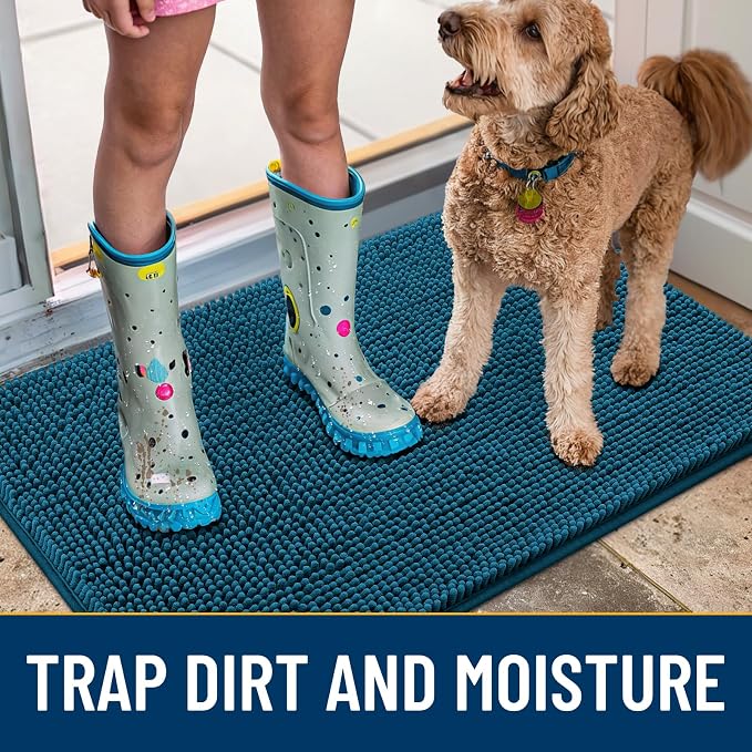 Smiry Dog Door Mat for Muddy Paws 47x32, Absorbent Dirt Trapper, Non-Slip