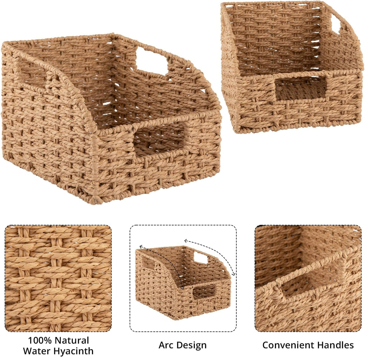 OIAHOMY Pantry Baskets for Organizing,Wicker Storage Bins,2 Pack-Natural