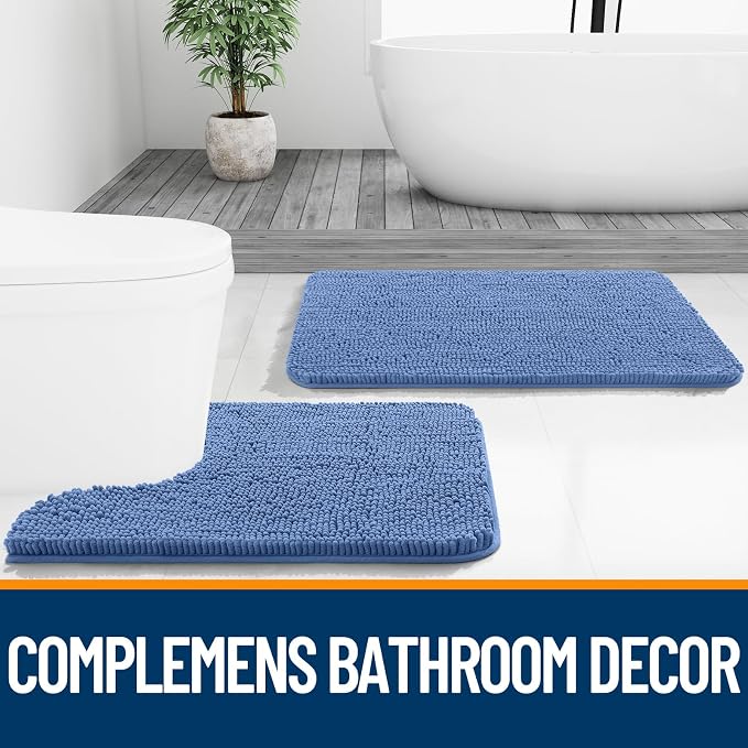 OLANLY Bathroom Rugs 36x24, Extra Soft Absorbent Chenille Bath Rugs, Rubber
