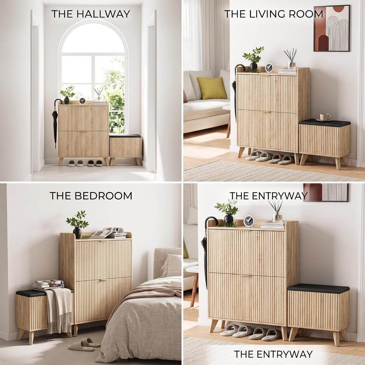 Fluted Shoe Cabinet Storage