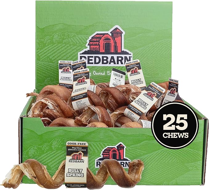 Redbarn Pet Products Naturals 200005 Odor Free Bully Springs Pet Chew Treat 25 Case, One Size