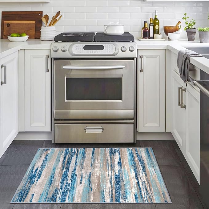 Lansny Small Abstract Area Rug, Entryway Rug Washable Door Mat Indoor Entrance