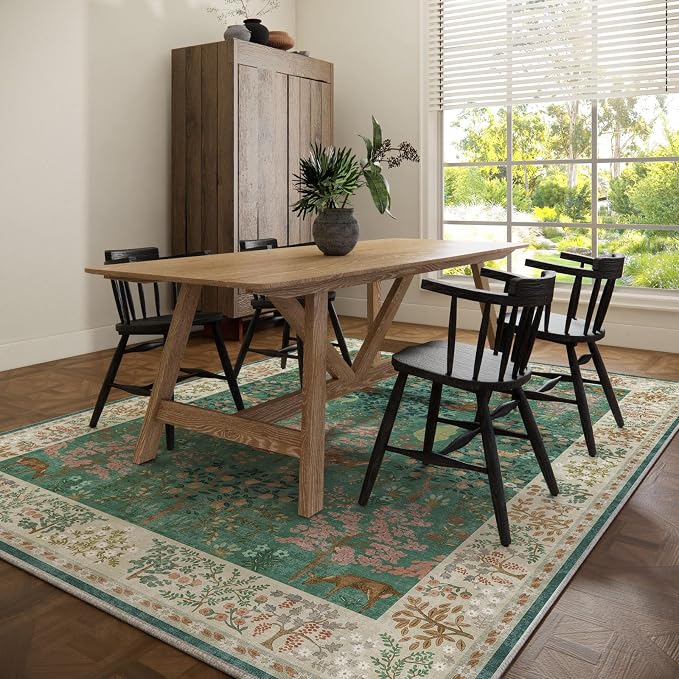 Washable Area Rugs for Living Room: 6x9 Bedroom Rug Stain Resistant Non Slip