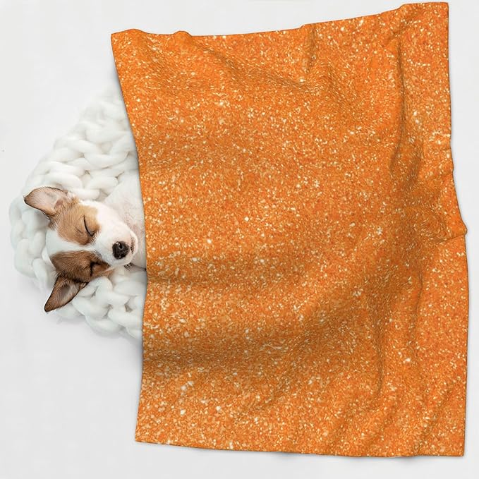 Waterproof Dog Blanket Soft Pet Blanket for Puppy Cat, Fleece Cat Throw Blankets for Furniture Bed Couch Sofa Reversible - Orange Glitter2