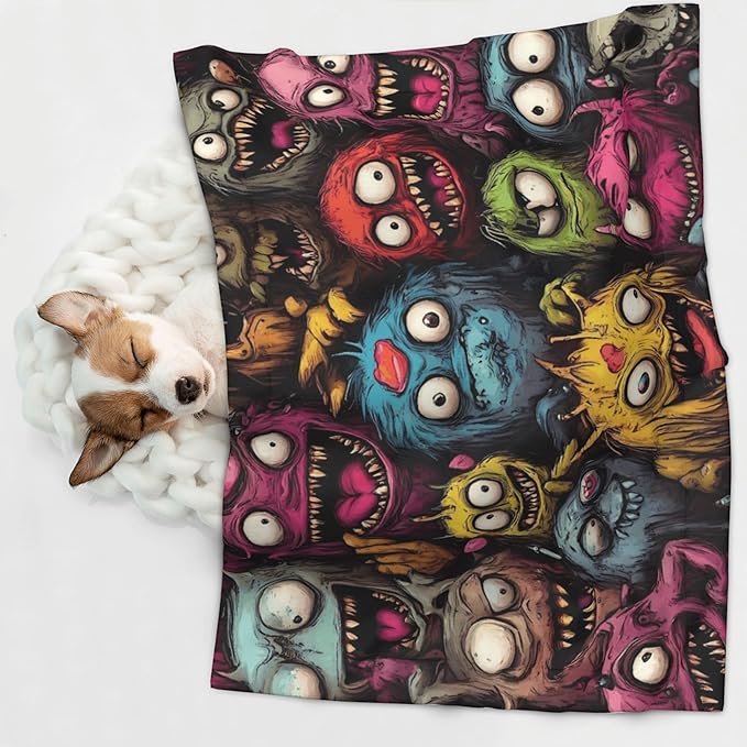 Waterproof Dog Blanket Soft Pet Blanket for Puppy Cat, Fleece Cat Throw Blankets for Furniture Bed Couch Sofa Reversible - Monstrous Cartoon Characters