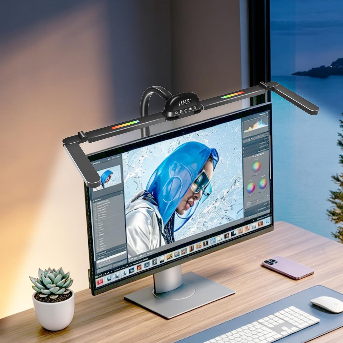 LED Architect Clamp Desk Lamp for Office, Table Light, RGB & Remote