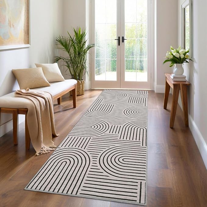 ROYHOME Modern Rug 2x6 Runners for Hallways, Abstract Kitchen Runner Rugs Non