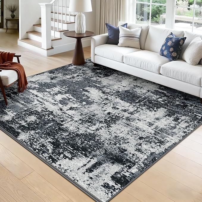 RELEANY Washable Area Rugs Square 8ft Non-Slip Modern Abstract Soft