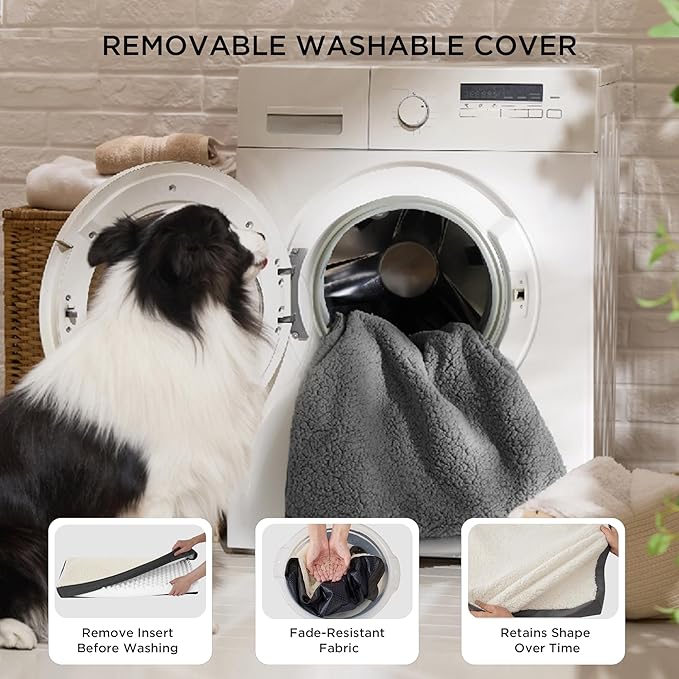 Bedsure XL Dog Beds Large Sized Dog -Comfy Flat Extra Large Pet Beds with Removable Washable Cover, Orthopedic Egg Crate Foam Mat, Suitable for Pet Up to 100 lbs