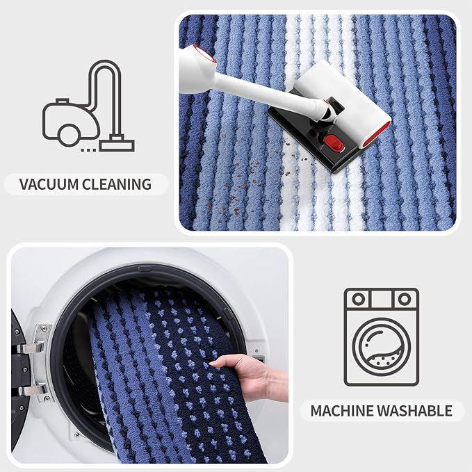 Kitinjoy Indoor Outdoor Door Mat, 47x24 Non-Slip Absorbent Dirt Trapper