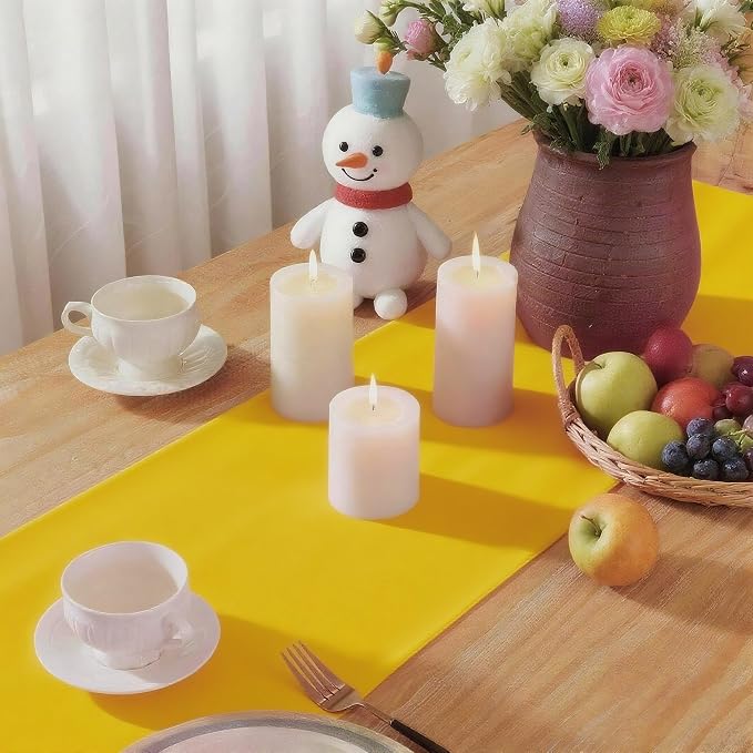 Yellow Table Runner, Waterproof Washable Runners 90 Inches Long | Reusable