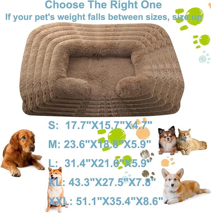 Dog Beds Large Sized dog Orthopedic, Sofa Dog Bed with Waterproof Lining and Nonskid Bottom, Rectangle Washable Dog Bed for Medium Small Dogs and Cats Comfortable ( Color : Khaki , Size : 51 x 35" )