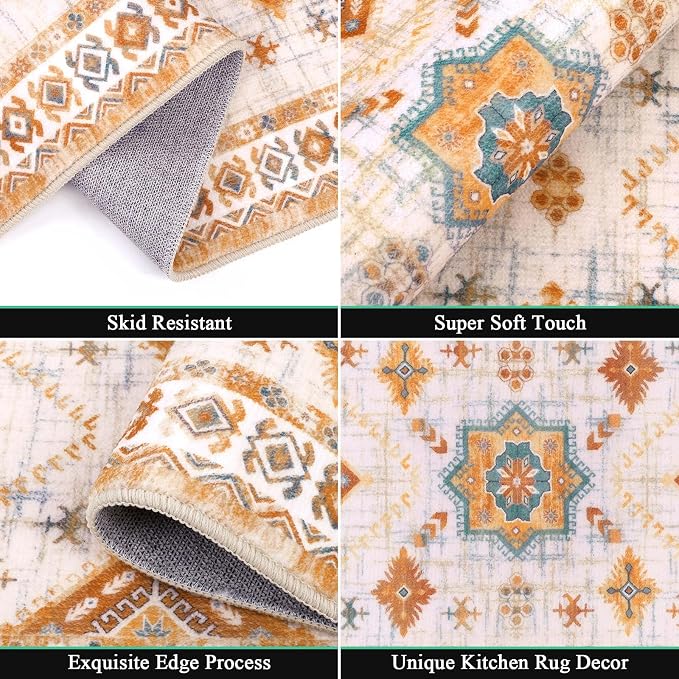 HEBE Boho Kitchen Rug Sets 3 Piece