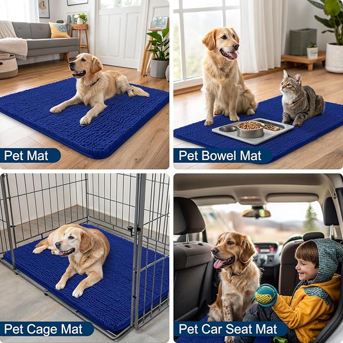 Smiry Dog Door Mat for Muddy Paws 47x24, Absorbent Dirt Trapper, Non-Slip