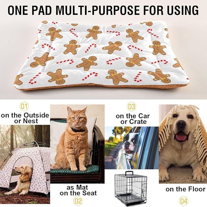 Pet Bed Christmas Cookie Gingerbread Man Dog Bed Mat Absorbing Non Slip Pad Pet Sleeping Mat for Small, Medium, and Large Dogs Puppy Cat 36 in x 24 in