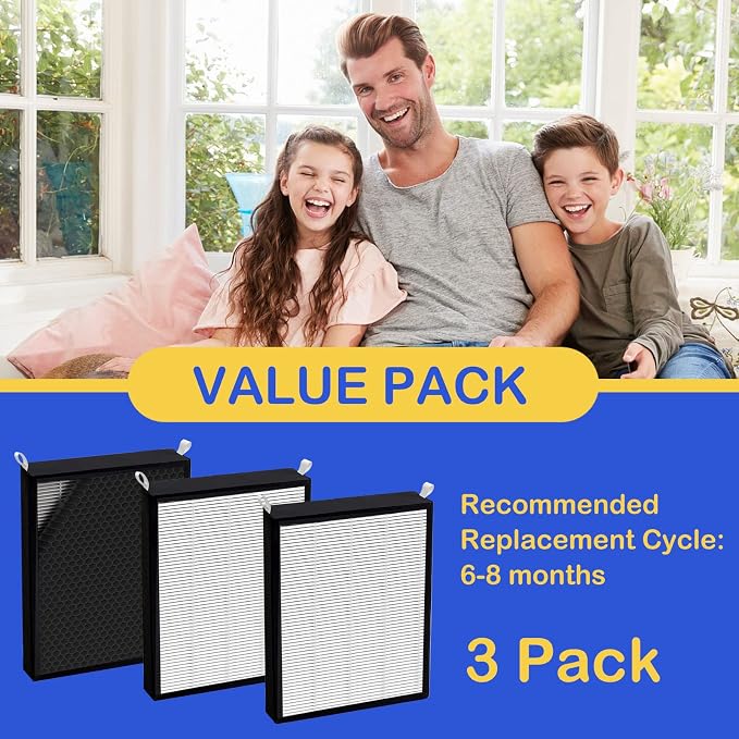 3 Pack True HEPA/Carbon Filters Replacement Compatible