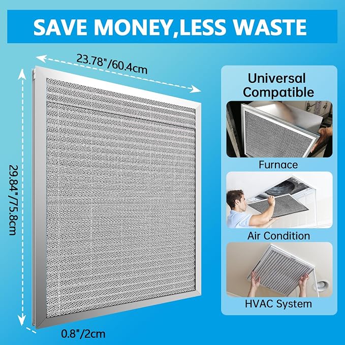 UBeesize 24x30x1 Reusable Electrostatic Air Filter HVAC AC Furnace Filter