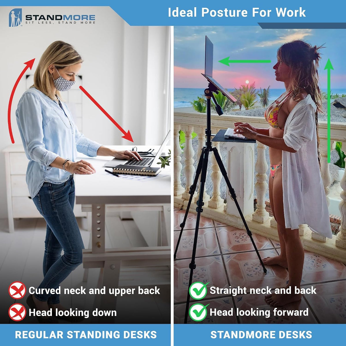 Portable Standing Desk with Keyboard Tray - Ergonomic, Height Adjustable Table with Carrying Bag for Indoor and Outdoor Use. Lightweight Design to Work Anywhere, Stay Healthy, and Stand More