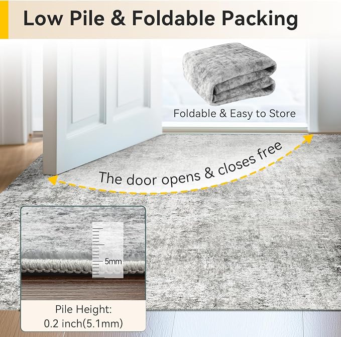 RELEANY Washable Area Rugs 9'x12' Non-Slip Modern Abstract Soft