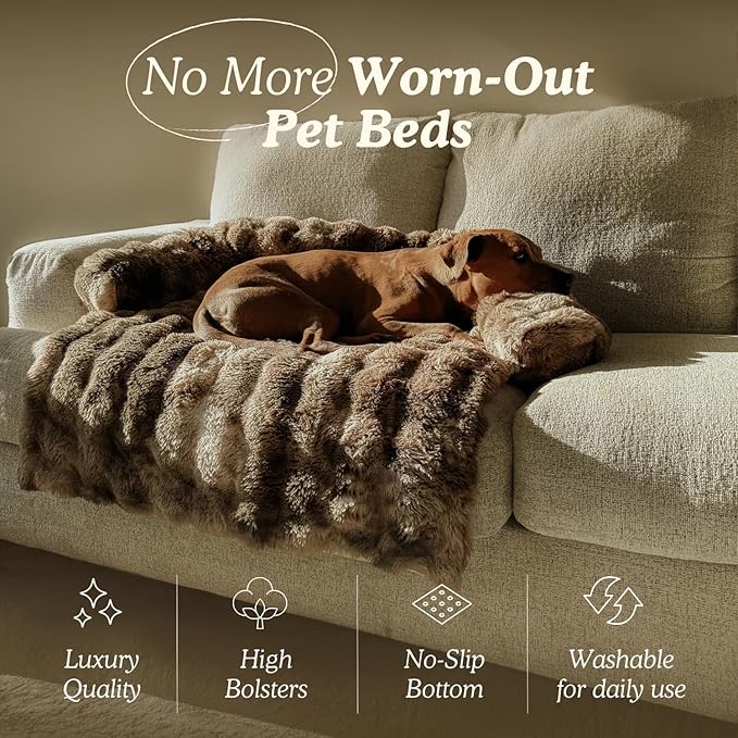 Cloud Pet Sofa Bed, Ultimate Comfort Warm Couch Cover with Fluffy Plush, Anti-Slip Machine Washable Pet Bed Easy to Maintain for Furniture Protector (Coffee(29.5 * 29.5in))