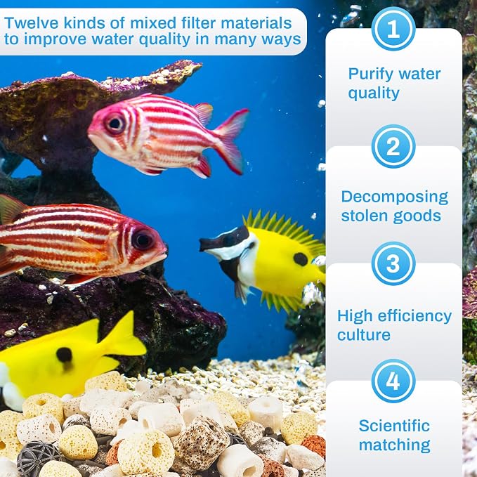Timgle 3 Bags Aquarium Filter Media Bio Balls Ceramic Rings Set 1500 g Total