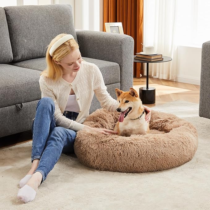 Sweetcrispy Orthopedic Dog Bed, Memory Foam Puppy Sleeping Sofa for Medium Pets with Washable Removable Cover Non-Slip Base Waterproof Liner Egg Crate, Classic Brown, 28" L x 23" W x 6.5" Th