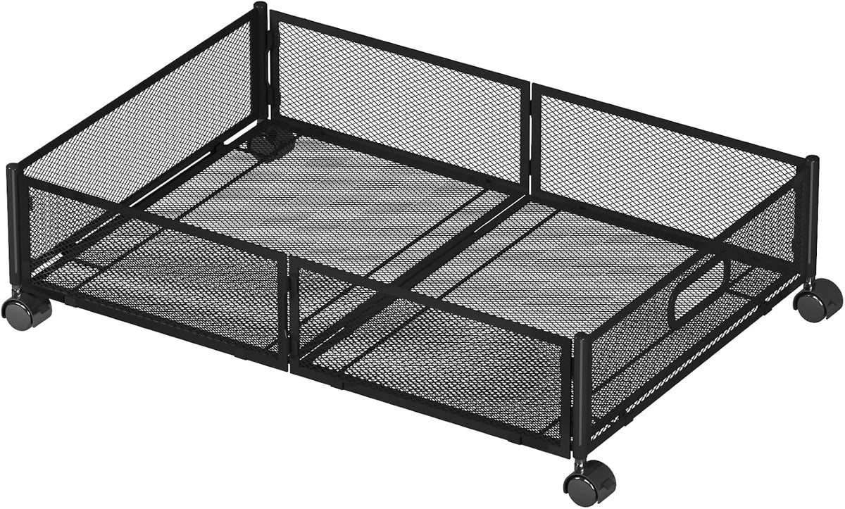 Foldable Bedroom Storage Organization with Handles - Under Bed Storage Containers with Wheels - Bins Drawer for Clothes, Blankets and Shoes