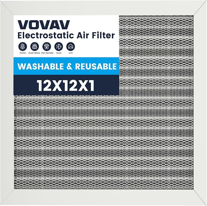 12x12x1 Air Filter-MERV 8, Washable & Reusable Electrostatic Air Filter