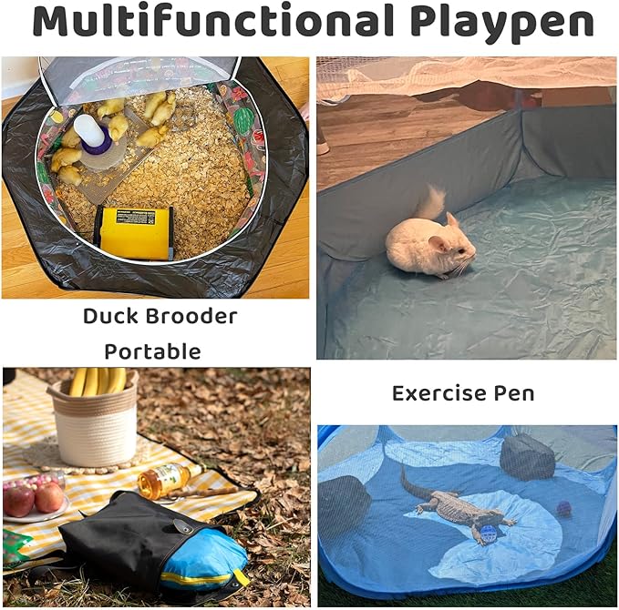 Amakunft Small Animal Pop-Up Playpen with Mesh Cover, 47'' x 23.6'' x 15'' Chicken Brooder Box, Play Pen Indoor Outdoor for Guinea Pigs, Bunny, Rabbits, Kittens