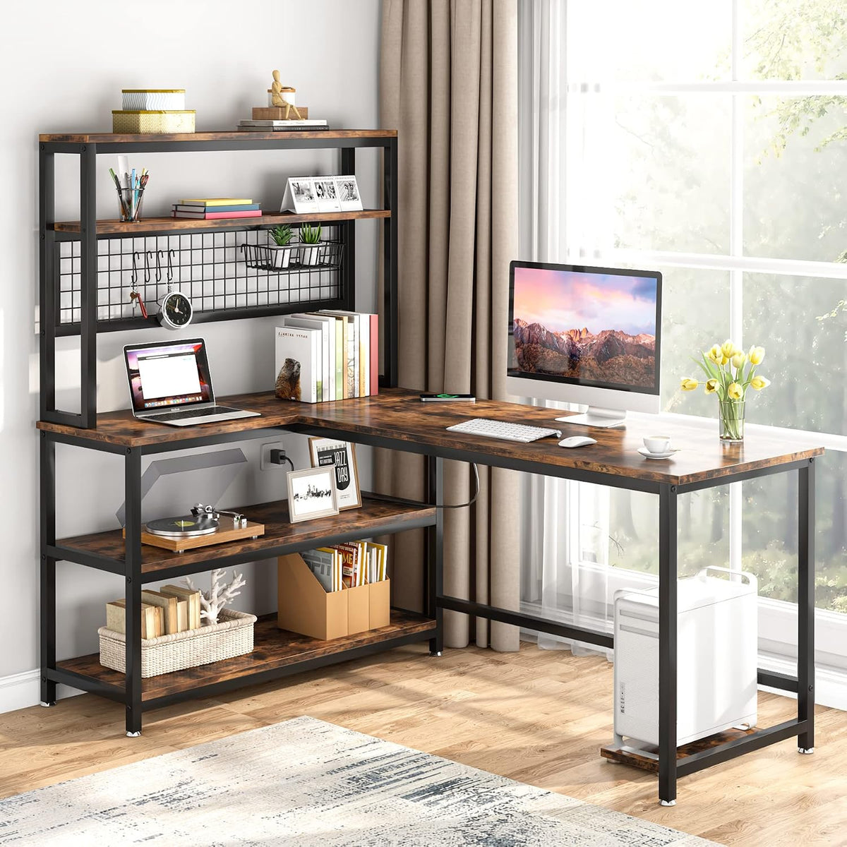 Tribesigns 55" Computer Desk Large Office Desk Study Table (Brown)