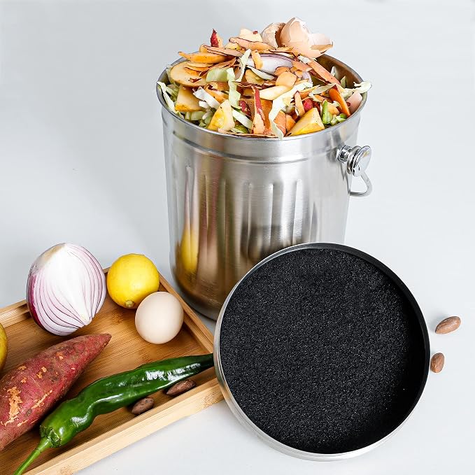 MyLifeUNIT 16 Pack Compost Bin Filter, Kitchen Compost Pail Charcoal Filter